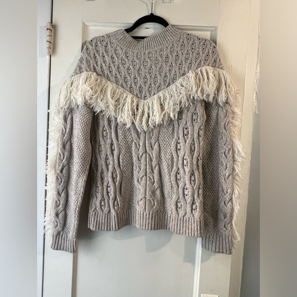 Amur Ulla Fringe Wool Cable Knit Sweater XL - Picture 8 of 14